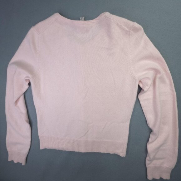 Abercrombie Cardigan Sweater Women L Actual Small Pink Angora Bow Beaded Japan - Picture 6 of 11